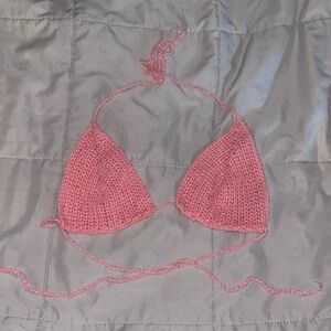 Pink Sequin Crochet Bralette/Bikini Top